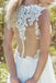 Sleeveless Floral Lace Chiffon A-Line Wedding Dress Illusion Back