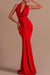 Sleeveless Halter Mermaid Gown with Daring Open Back