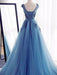 Ball Gown Sleeveless Jewel Sweep/Brush Train Applique Tulle Dresses - Prom Dresses