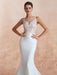 Wedding Dress 2021 Mermaid Sleeveless Lace Appliqued Beach Bridal Gowns With Train