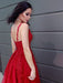 Sleeveless Lace Appliques Red Prom Dress