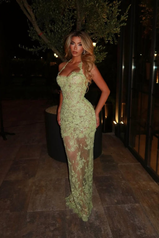 Sleeveless Lace Mermaid Prom Dress Sweetheart Evening Dress - Sage - Prom Dresses