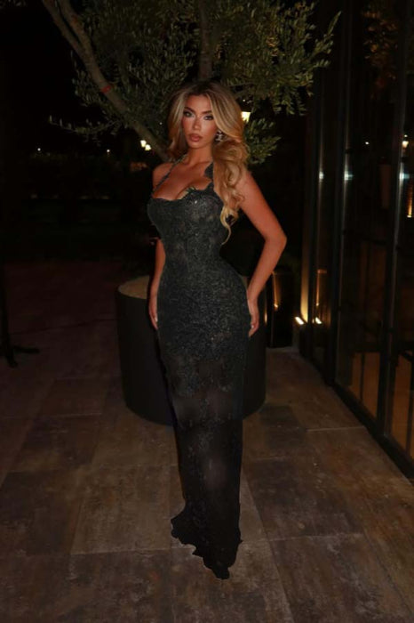 Sleeveless Lace Mermaid Prom Dress Sweetheart Evening Dress - Black - Prom Dresses