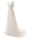 Wedding Dress A Line V Neck Sleeveless Lace Flora Beaded Bridal Dresses With Train