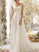 Wedding Dress A Line V Neck Sleeveless Lace Flora Beaded Bridal Dresses With Train