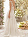 Wedding Dress A Line V Neck Sleeveless Lace Flora Beaded Bridal Dresses With Train