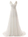 Wedding Dress A Line V Neck Sleeveless Lace Flora Beaded Bridal Dresses With Train