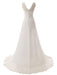Wedding Dress A Line V Neck Sleeveless Lace Flora Beaded Bridal Dresses With Train