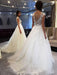 Wedding Dress Jewel Neck Sleeveless Lace Flora A Line Tulle Bridal Gowns For Beach Wedding