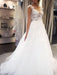 Wedding Dress Jewel Neck Sleeveless Lace Flora A Line Tulle Bridal Gowns For Beach Wedding