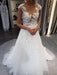 Wedding Dress Jewel Neck Sleeveless Lace Flora A Line Tulle Bridal Gowns For Beach Wedding