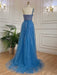 Sleeveless Mermaid Evening Dress with Split, One Shoulder, Sequins, and Tulle