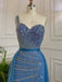 Sleeveless Mermaid Evening Dress with Split, One Shoulder, Sequins, and Tulle