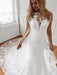 Mermaid Lace Appliques White Wedding Dresses with Train, Mermaid White Lace Prom Dresses, White Lace Formal Evening Dresses