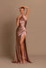 Sleeveless Mermaid Prom Dress with Halter Neckline and Daring High Slit