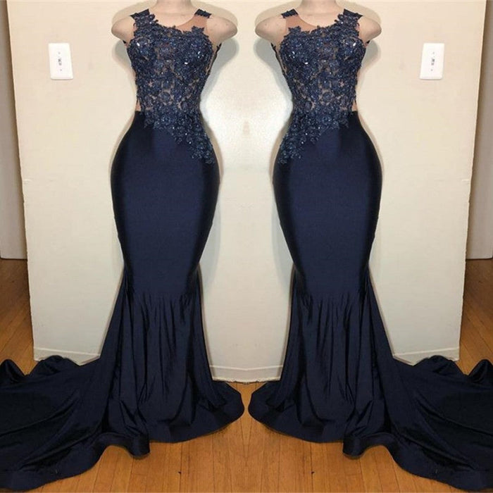 Sleeveless Mermaid Prom Dress with Intricate Appliques