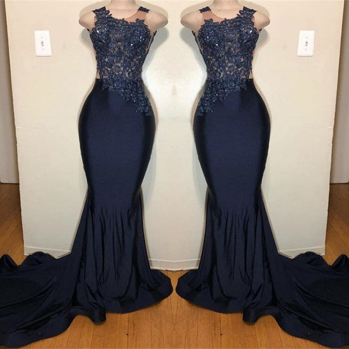 Sleeveless Mermaid Prom Dress with Intricate Appliques