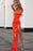 Sleeveless Mermaid Prom Dress With Split - Orange Spaghetti-Straps
