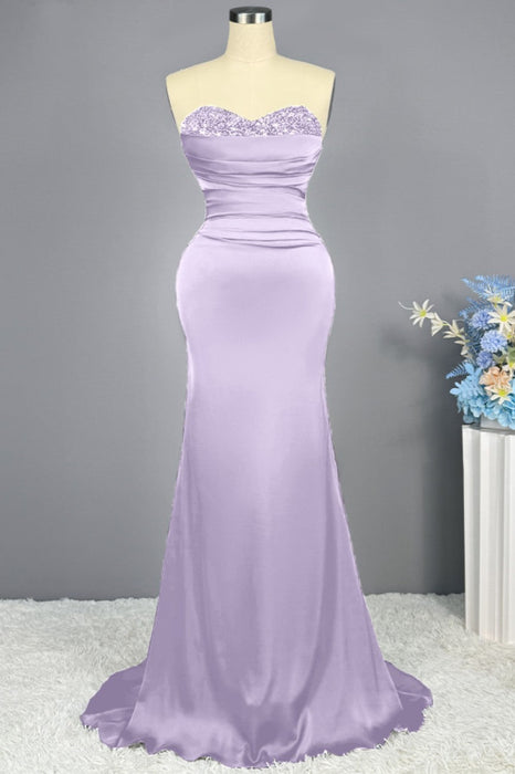 Sleeveless Mermaid Prom Gown with Sequined Sweetheart Bodice