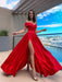 A-Line/Princess Sleeveless Off-the-Shoulder Satin Ruffles Sweep/Brush Train Dresses - Prom Dresses
