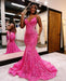 Sleeveless Pink Sequins Mermaid Prom Dress with Backless Spaghetti Straps