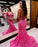 Sleeveless Pink Sequins Mermaid Prom Dress with Backless Spaghetti Straps