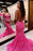 Sleeveless Pink Sequins Mermaid Prom Dress with Backless Spaghetti Straps