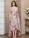 Asymmetrical Princess A-Line Sleeveless Mother Of The Bride Dress With Jewel Neck And Pleats