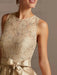 Asymmetrical Princess A-Line Sleeveless Mother Of The Bride Dress With Jewel Neck And Pleats