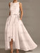 Asymmetrical Princess A-Line Sleeveless Mother Of The Bride Dress With Jewel Neck And Pleats