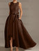 Asymmetrical Princess A-Line Sleeveless Mother Of The Bride Dress With Jewel Neck And Pleats