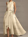 Asymmetrical Princess A-Line Sleeveless Mother Of The Bride Dress With Jewel Neck And Pleats
