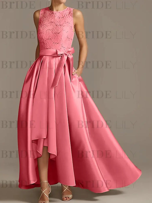 Sleeveless Satin Asymmetrical Mother of the Bride Dress – Bridelily