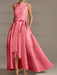 Asymmetrical Princess A-Line Sleeveless Mother Of The Bride Dress With Jewel Neck And Pleats