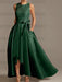 Asymmetrical Princess A-Line Sleeveless Mother Of The Bride Dress With Jewel Neck And Pleats