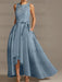 Asymmetrical Princess A-Line Sleeveless Mother Of The Bride Dress With Jewel Neck And Pleats