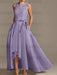 Asymmetrical Princess A-Line Sleeveless Mother Of The Bride Dress With Jewel Neck And Pleats