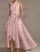 Asymmetrical Princess A-Line Sleeveless Mother Of The Bride Dress With Jewel Neck And Pleats