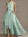 Asymmetrical Princess A-Line Sleeveless Mother Of The Bride Dress With Jewel Neck And Pleats