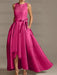 Asymmetrical Princess A-Line Sleeveless Mother Of The Bride Dress With Jewel Neck And Pleats