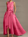 Asymmetrical Princess A-Line Sleeveless Mother Of The Bride Dress With Jewel Neck And Pleats