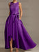 Asymmetrical Princess A-Line Sleeveless Mother Of The Bride Dress With Jewel Neck And Pleats