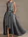 Asymmetrical Princess A-Line Sleeveless Mother Of The Bride Dress With Jewel Neck And Pleats