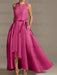 Asymmetrical Princess A-Line Sleeveless Mother Of The Bride Dress With Jewel Neck And Pleats