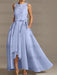 Asymmetrical Princess A-Line Sleeveless Mother Of The Bride Dress With Jewel Neck And Pleats