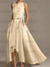 Asymmetrical Princess A-Line Sleeveless Mother Of The Bride Dress With Jewel Neck And Pleats