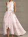 Asymmetrical Princess A-Line Sleeveless Mother Of The Bride Dress With Jewel Neck And Pleats