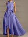 Asymmetrical Princess A-Line Sleeveless Mother Of The Bride Dress With Jewel Neck And Pleats