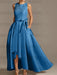 Asymmetrical Princess A-Line Sleeveless Mother Of The Bride Dress With Jewel Neck And Pleats