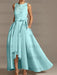 Asymmetrical Princess A-Line Sleeveless Mother Of The Bride Dress With Jewel Neck And Pleats